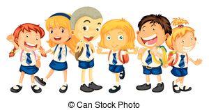 ... Boys and girls in school uniform illustration