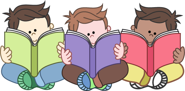 Boys Reading Group Clipart - Children Reading Clipart