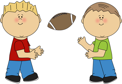 Boys Throwing A Football Clip - Little Boy Clip Art