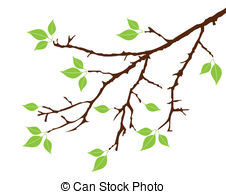 Cartoon tree branch with leav