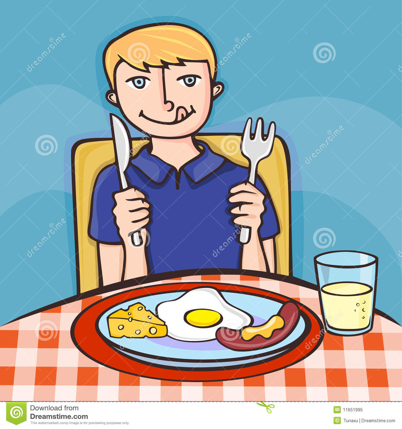 Boy Eating Breakfast Clip Art