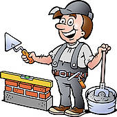 Brick Layer Mason Masonry Worker Retro u0026middot; illustration of an Happy Bricklayer