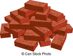 Bricks - Illustration of a stack of red bricks isolated on a.