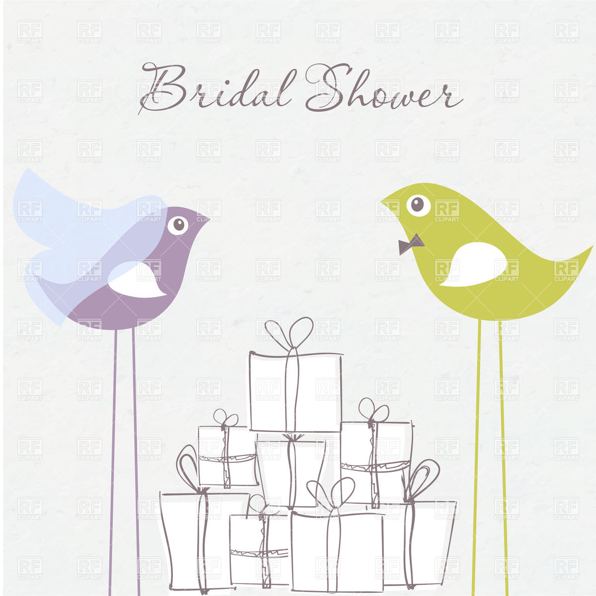 Bridal Shower Invitation Birds In Bride And Groom Costumes And Gift