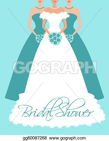 Bridal Shower Invitation u0026middot; Bride and Bridesmaids in Blue