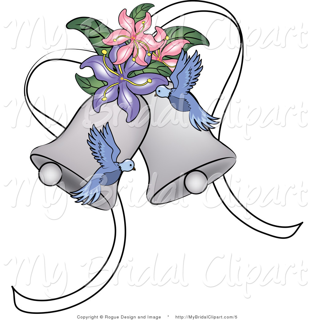 Bridal Vector Clipart Of Silver Wedding Bells Doves And Flowers By