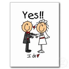 Bride And Groom Cartoon Figures | YES I Do Bride and Groom T-shirts and