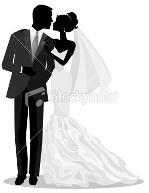 Bride and Groom Clip Art | Bride and Groom Just Married Silhouette Royalty Free Stock Vector