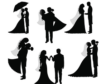 Bride and Groom Silhouettes .