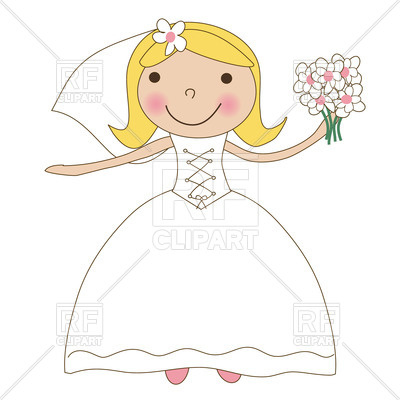Bride in wedding dress with bunch of flowers Vector Image u2013 Vector Artwork  of Holiday hdclipartall.com 