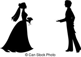 . ClipartLook.com Silhouettes of bride and groom. Eps 8 vector illustration