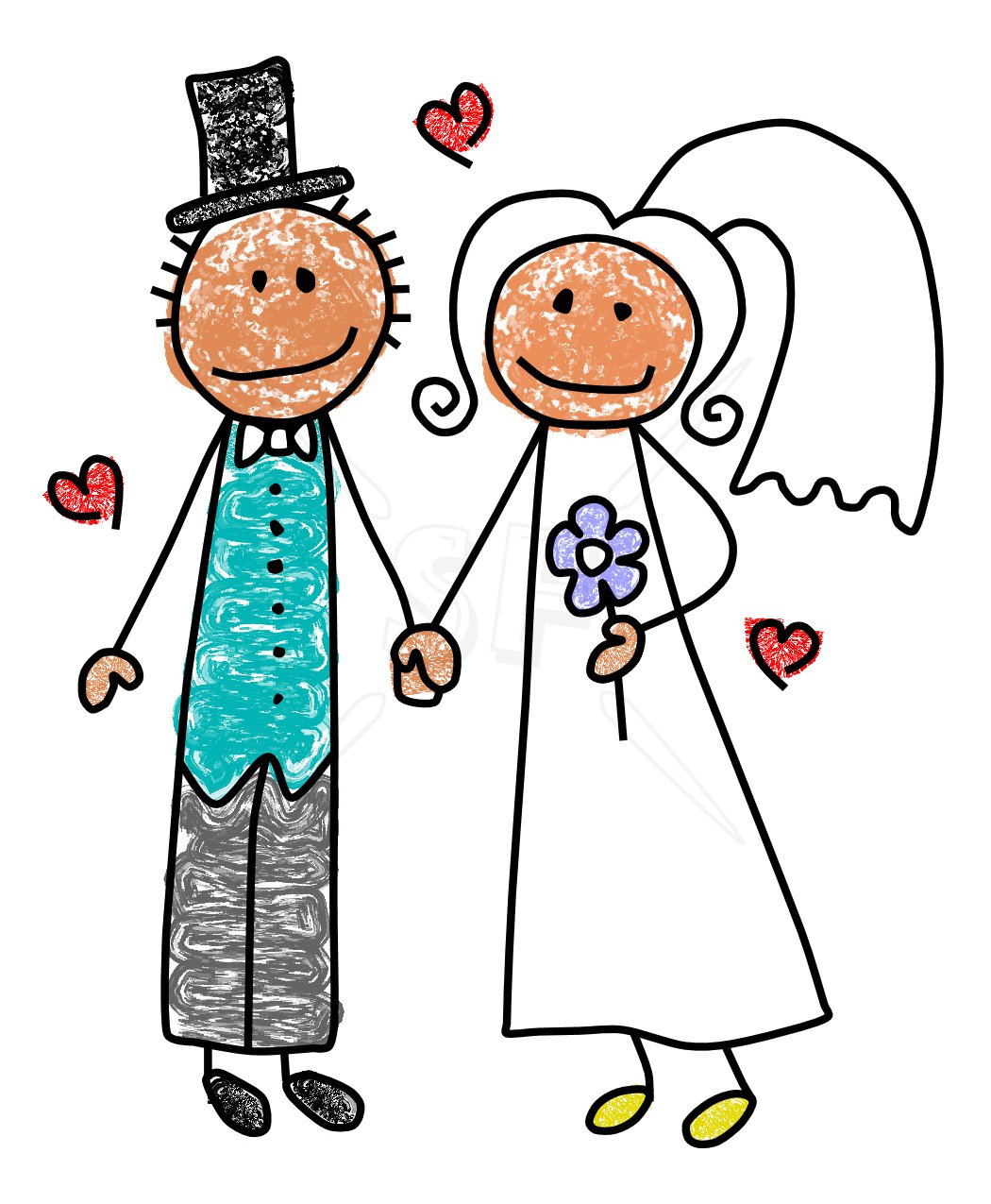 Bride and groom clipart black