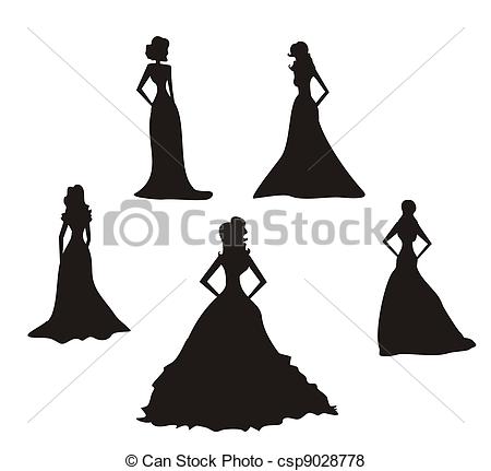 ... Bride silhouettes set - Bridesmaid Silhouette Clip Art