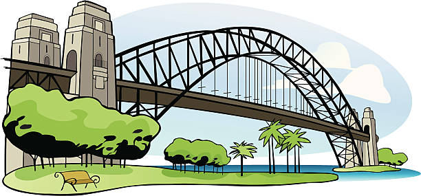 Sydney Harbor bridge vector art illustration