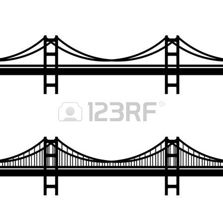 vector metal cable suspension bridge black symbol Illustration