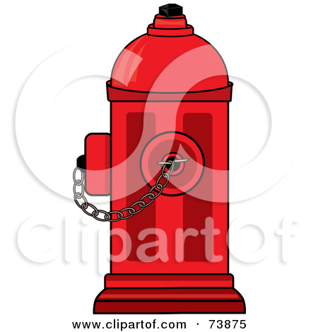 Bright Red Fire Hydrant With A Chain by Pams Clipart