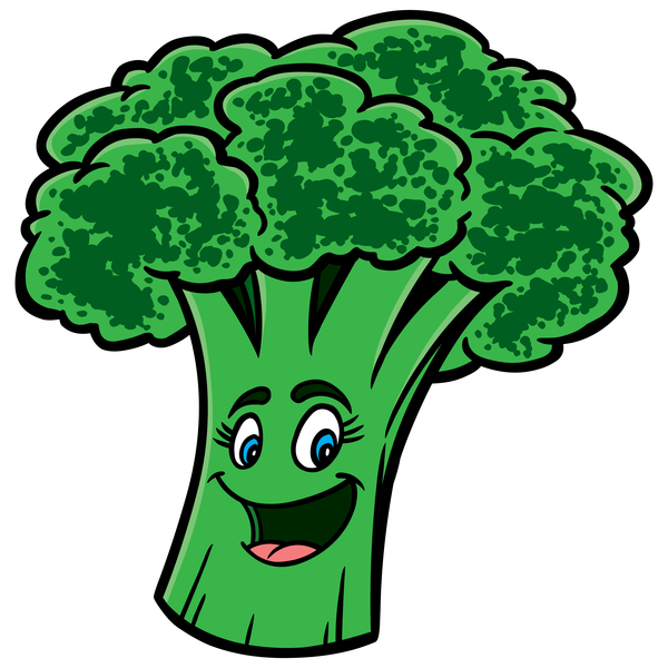 Smiling broccoli cartoon char