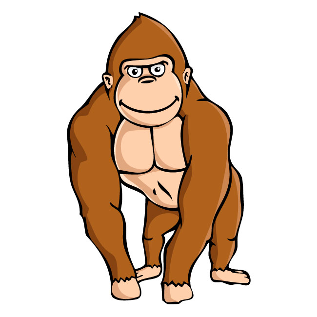 Brown Gorilla With Knuckles On Ground Wall Decalkowalla