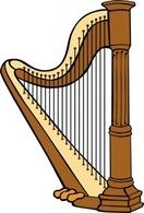 Brown Music Musical Harp Equi - Harp Clip Art