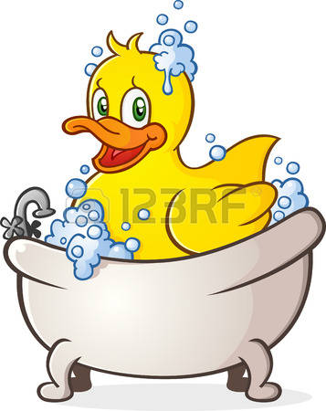 bubble bath: Rubber Duck Bubble Bath Cartoon Character in the Tub