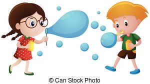 . ClipartLook.com Boy and girl blowing bubbles illustration