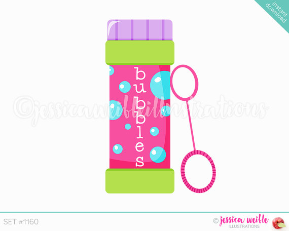 Instant Download, Bottle of Bubbles Cute Digital Clipart, Cute Bubbles Clip  art, Bubble Bottle Graphics, Bubble Wand Illustration, #1160