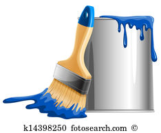 Bucket of paint and brush
