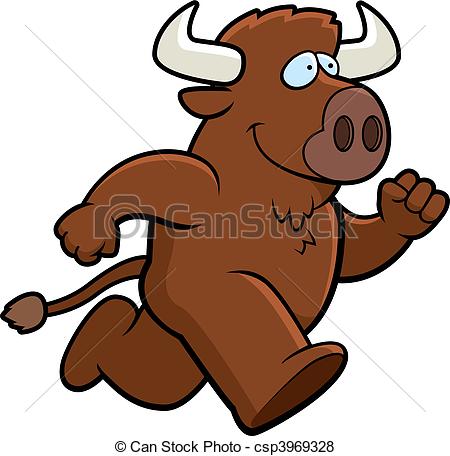 ... Buffalo Running - A happy cartoon buffalo running and.