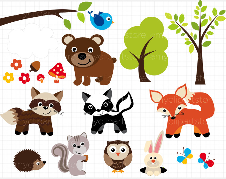 whimsical forest clip art | W