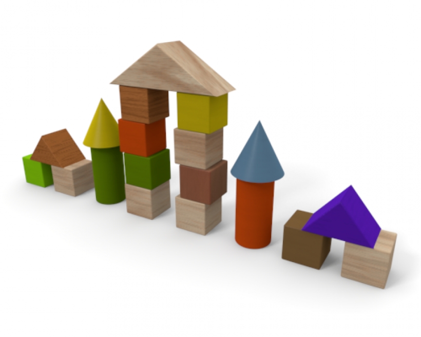 Wooden building blocks .