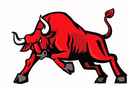 vector color charging bull em - Bull Clipart
