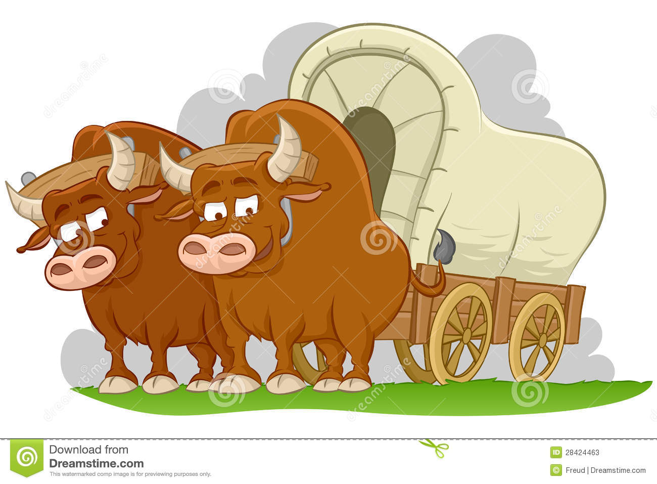 Bulls drawn covered wagon Stock Photos