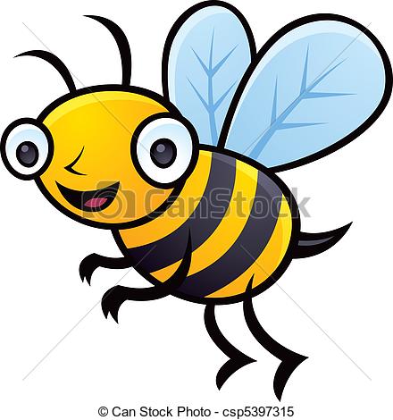 Bumblebee - Cartoon vector illustration of a happy little.