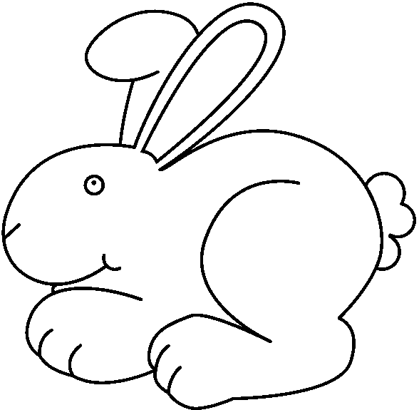 Bunny black and white happy e - White Clipart