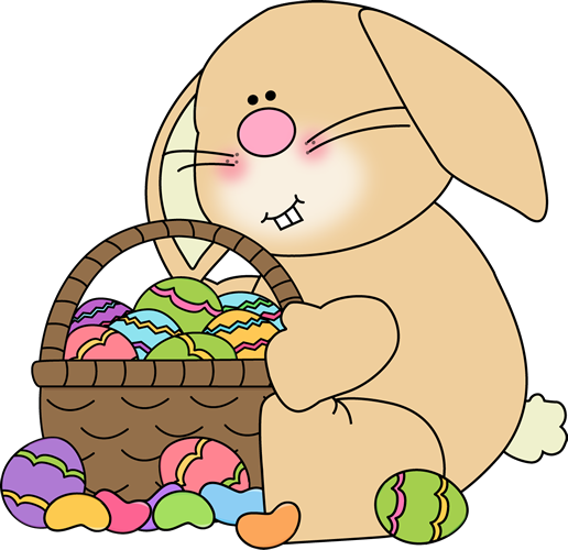 Bunny Sitting with an Easter  - Clip Art Easter Bunny