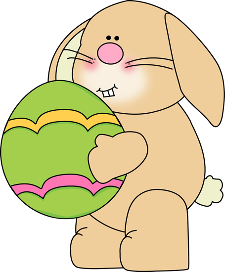 Bunny with a Big Easter Egg C - Clip Art Easter Bunny