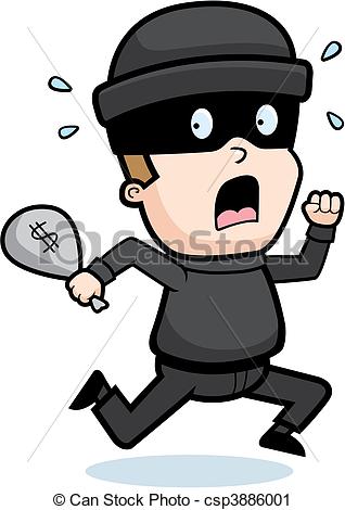 ... Burglar Running - A cartoon kid burglar running in fear.