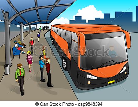 ... Bus Stop - Cartoon illustration of a bus stop