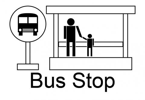 ... A boy at the bus stop - I