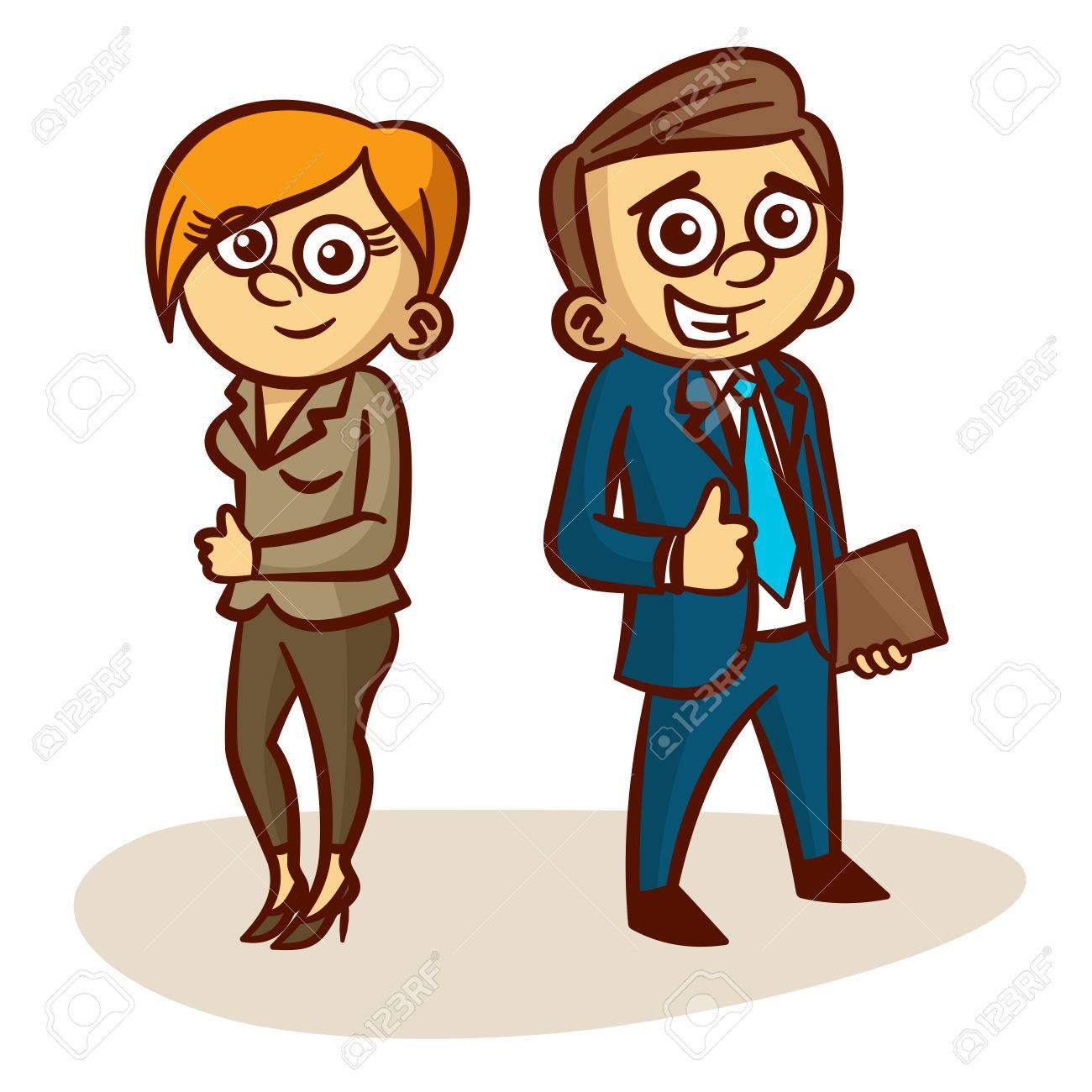 Business Partners Happy Man and a Woman Clipart Stock Vector - 61250305