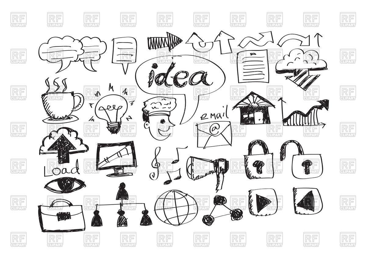 Business icons in hand drawn style. Click to zoom