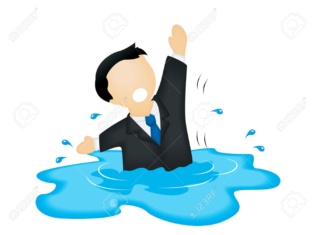 business man sinking (drowning
