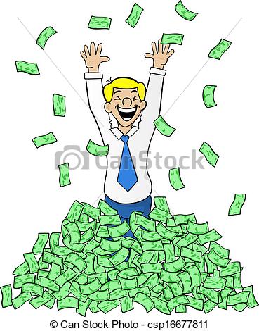 ... business man with a pile  - Pile Of Money Clipart