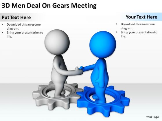 Business People Clip Art 3d Men Deal On Gears Meeting Powerpoint