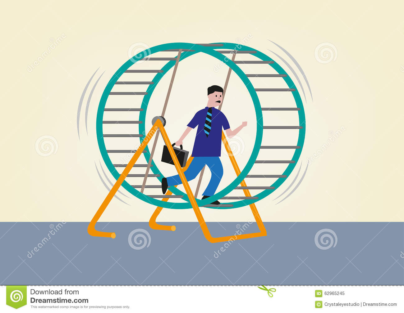 Businessman Running on a Hamster Wheel. Editable Clip Art.