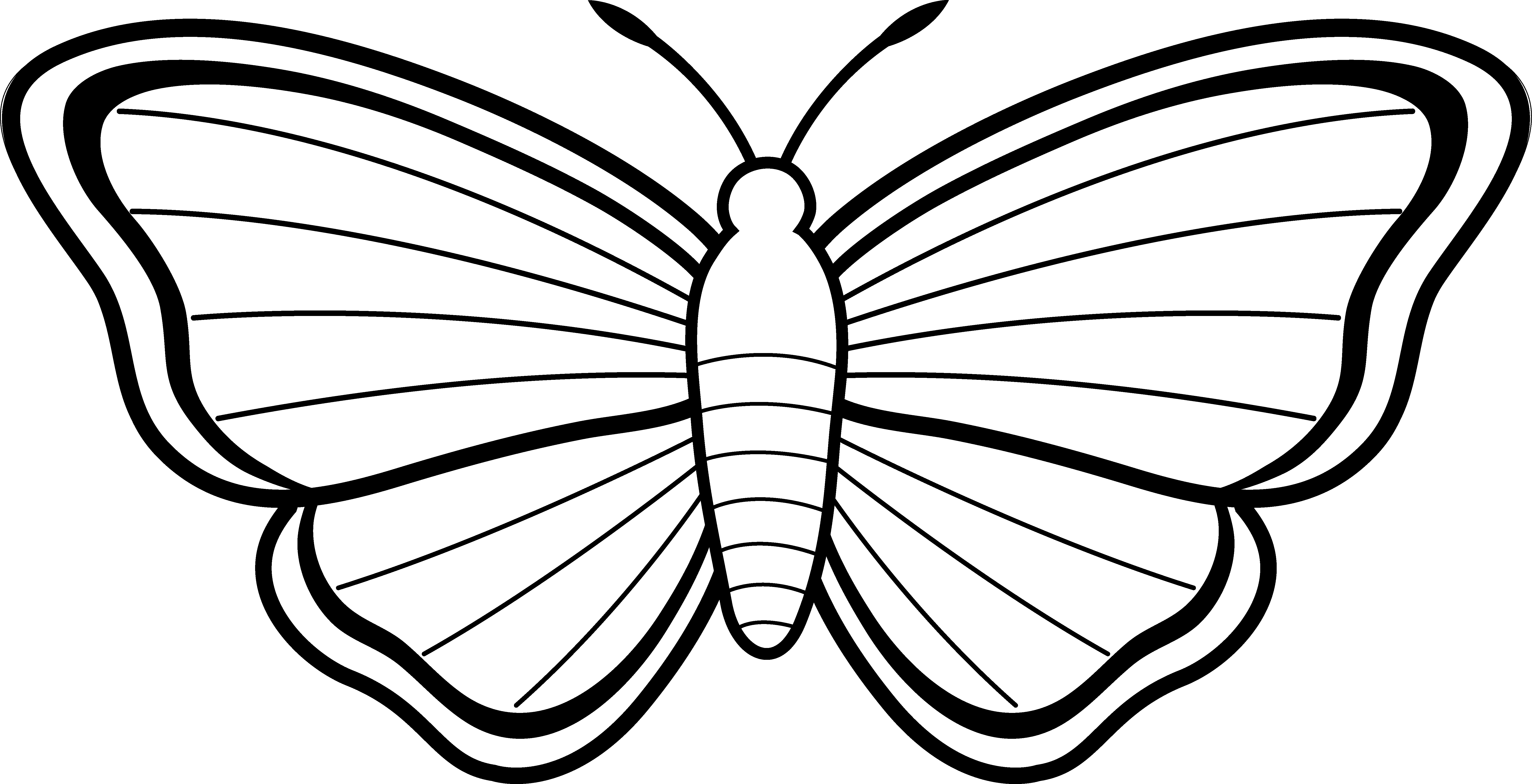butterfly flying outline clip - Black And White Butterfly Clipart