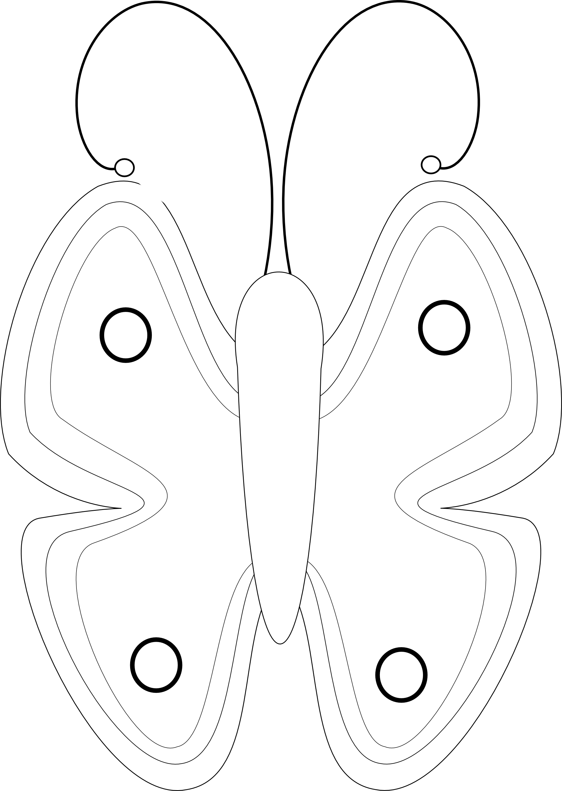 Butterfly 56 Black White Line - Adobe Illustrator Clip Art