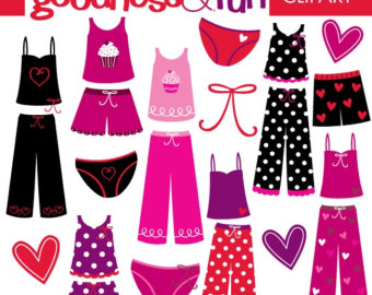 Buy 2, Get 1 FREE - Pretty Pajamas Clipart - Digital Pajamas u0026amp; Valentine Clipart - Instant Download