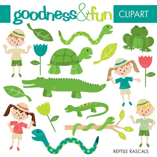 Buy 2, Get 1 FREE - Reptile Rascals Clipart - Digital Reptile Clipart - Instant Download