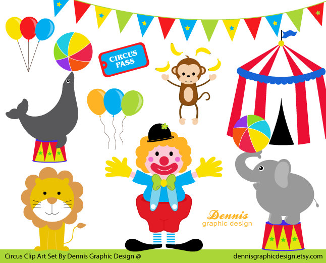 Buy 2 Get 2 Free Circus Clip Art Set By Dennisgraphicdesign